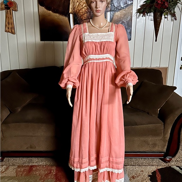 Gunne Sax Dresses & Skirts - Gunne Sax • Vintage • 1970’s • Prairie • Peach/Pink • Size 11 • Maxi Dress